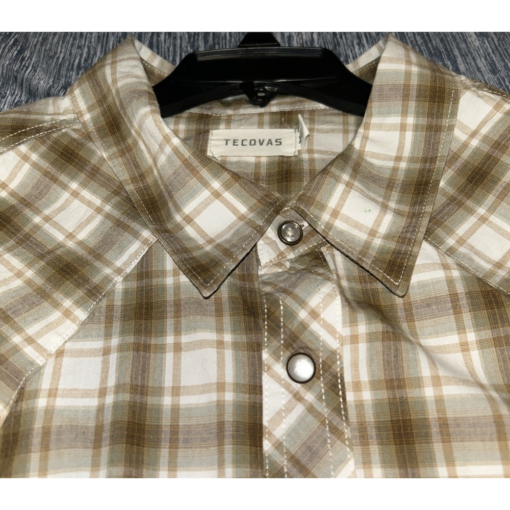 Tecovas Peral Snap Western Shirt Men's XXL Brown and Netural Plaid - Picture 5 of 9